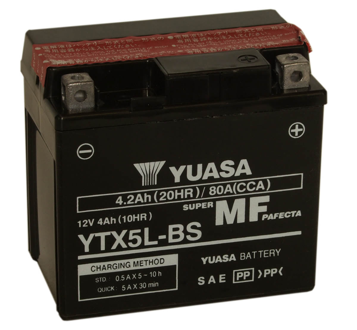 Batteri, Yuasa. YTX5L-BS, med syrepakke