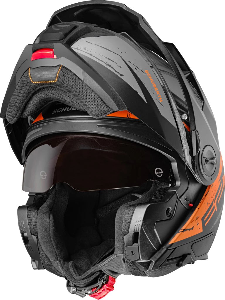 Hjelm, Schuberth. E2 Explorer Orange (Grå/svart/oransje) Åpningshjelm