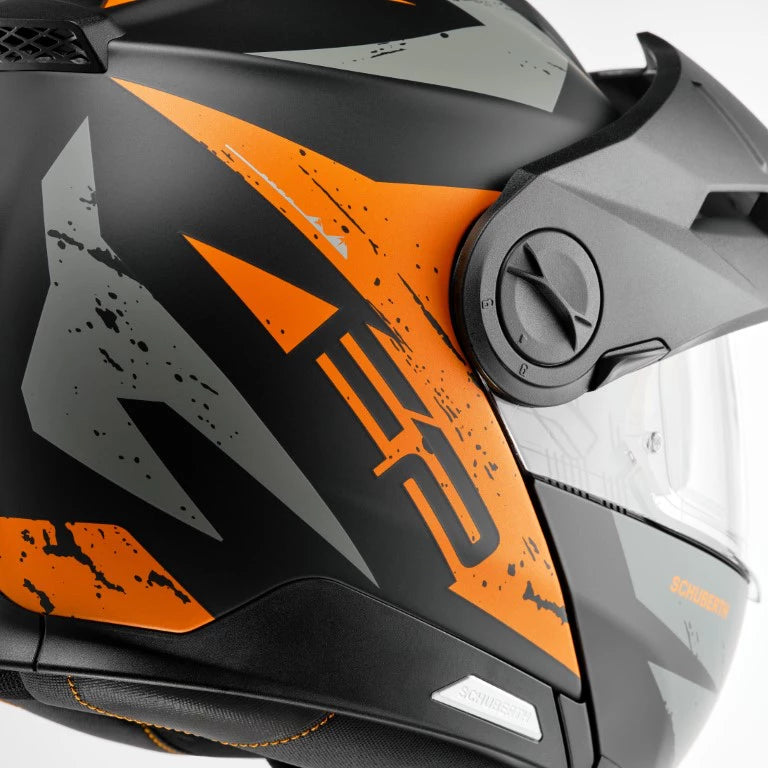 Hjelm, Schuberth. E2 Explorer Orange (Grå/svart/oransje) Åpningshjelm