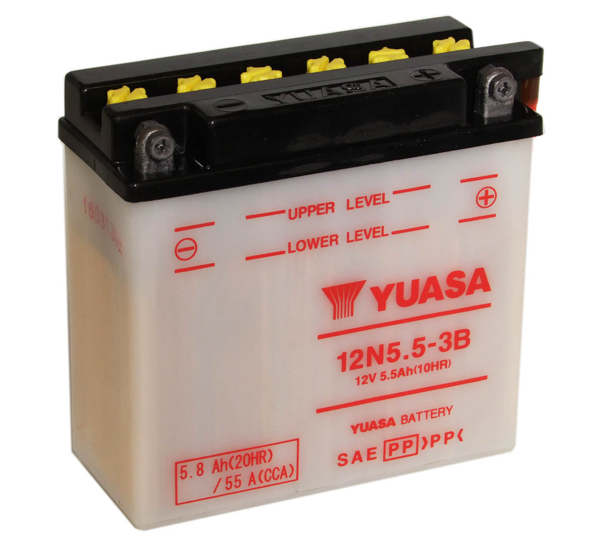 Batteri, Yuasa. 12N5.5-3B, med syrepakke