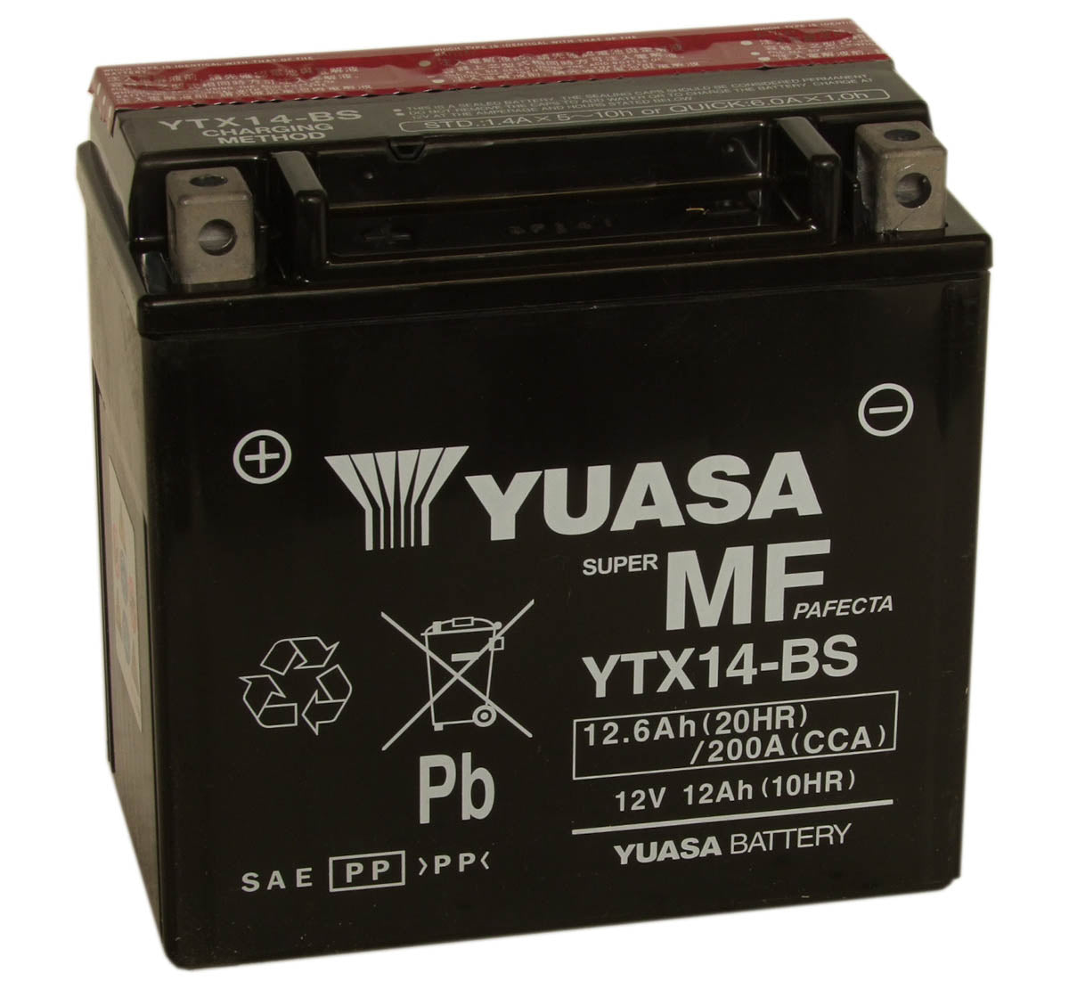 Batteri (12 volt), Yuasa. YTX14-BS, med syrepakke