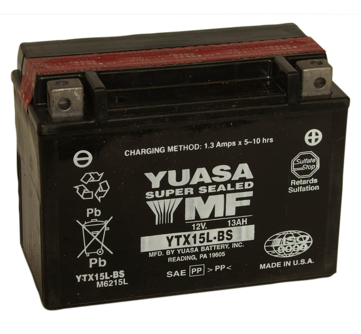 Batteri, Yuasa. YTX15L-BS, med syrepakke