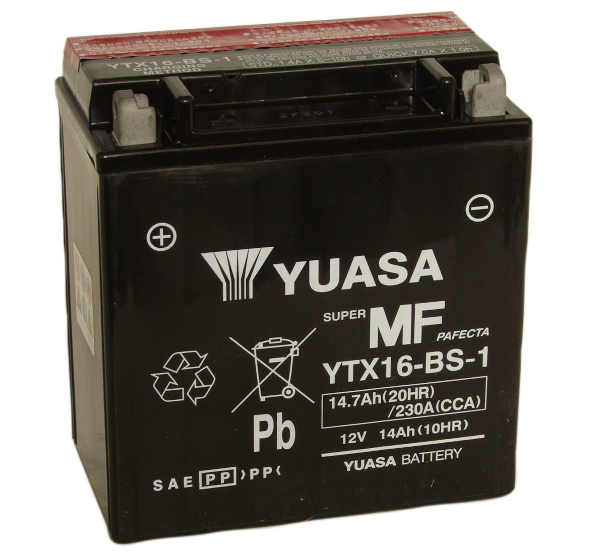Batteri, Yuasa. YTX16-BS-1, med syrepakke