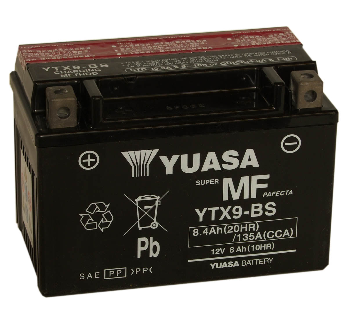 Batteri, Yuasa. YTX9-BS, med syrepakke