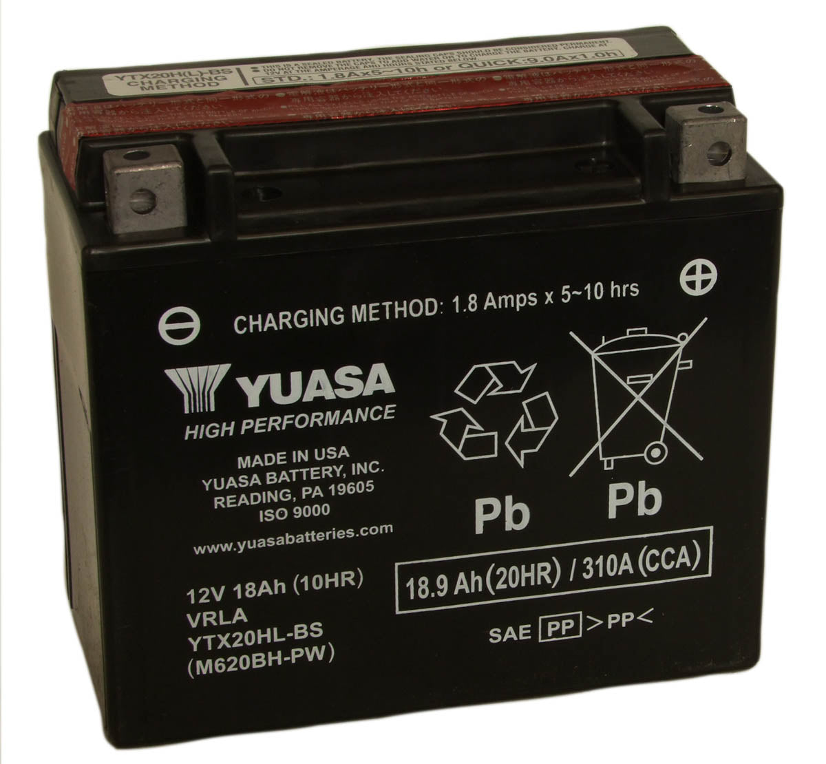 Batteri, Yuasa. YTX20HL-BS, med syrepakke