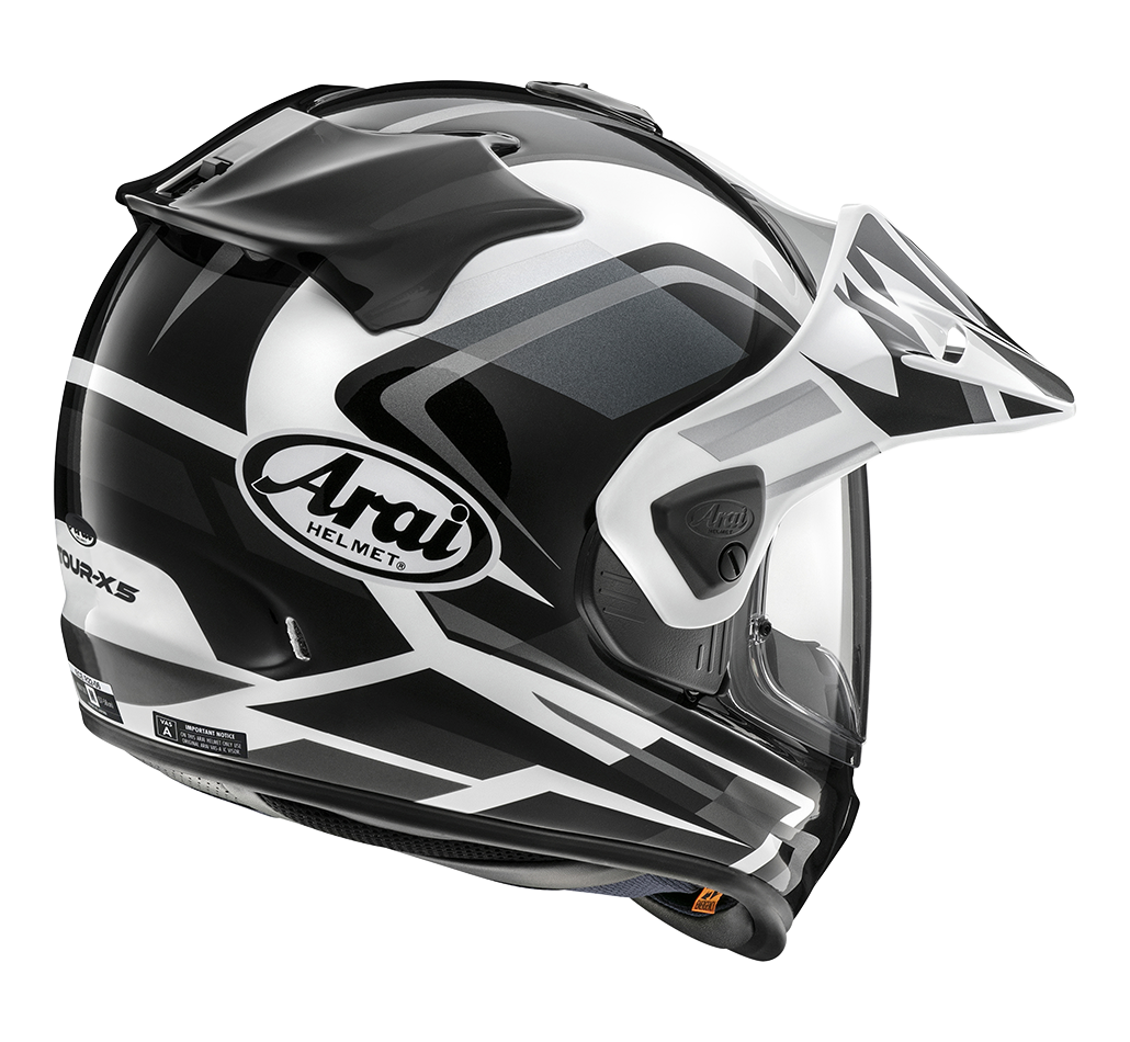 Hjelm, Arai. Tour X5 Discovery White (Svart / hvit / grå) Adventurehjelm