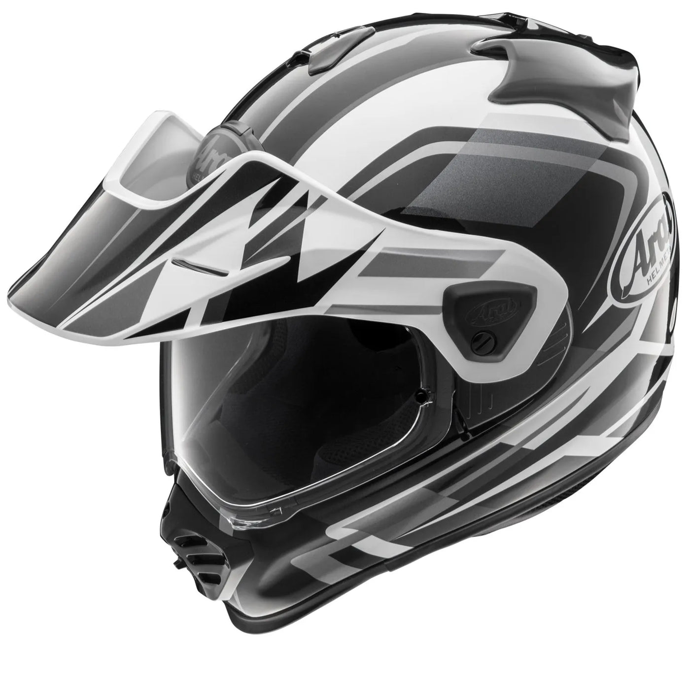 Hjelm, Arai. Tour X5 Discovery White (Svart / hvit / grå) Adventurehjelm